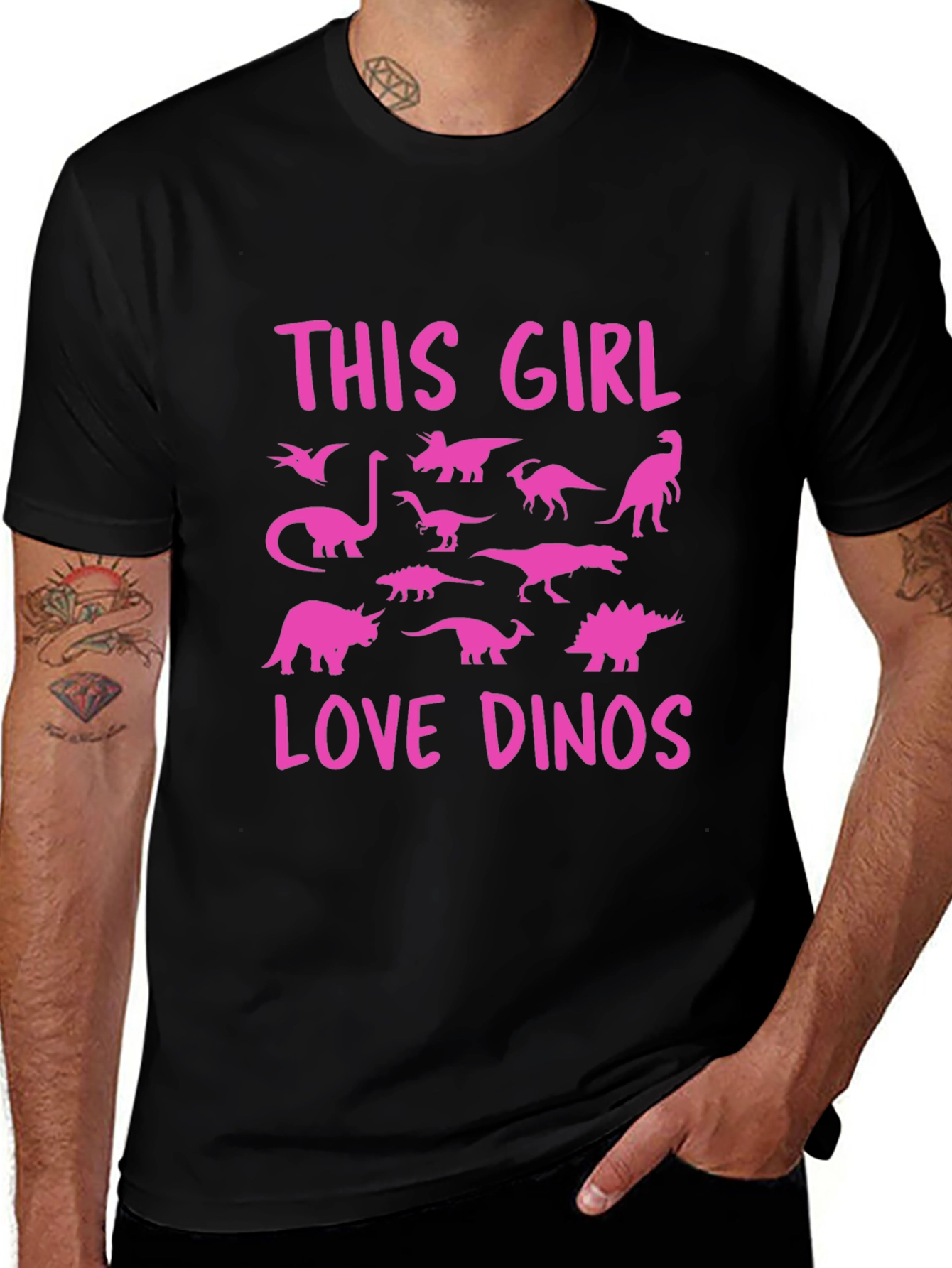 This Girl Love Dinos T-Shirt Black