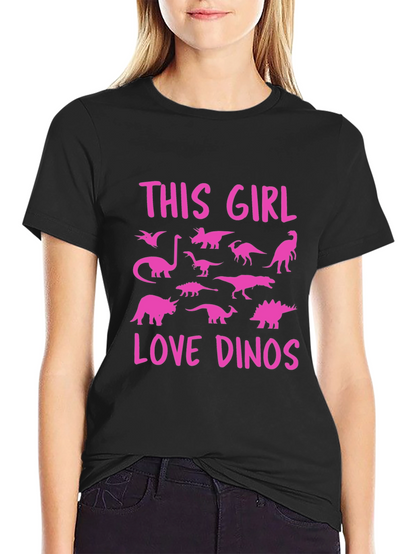 This Girl Love Dinos T-Shirt Black