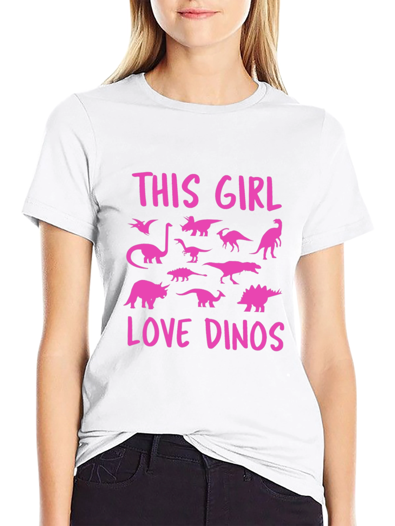 This Girl Love Dinos T-Shirt Black