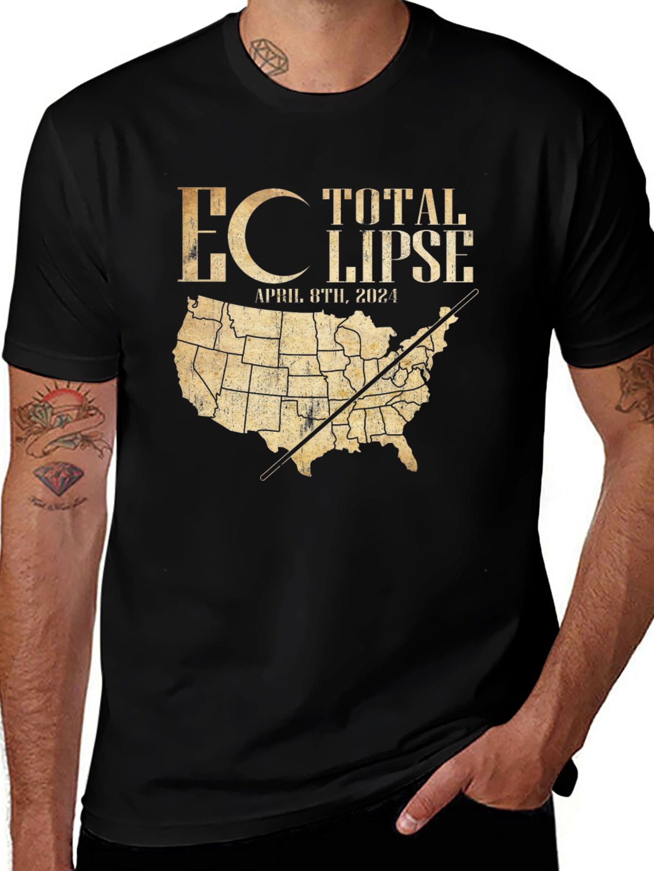 Total Eclipse April 8th 2024 USA Map T-Shirt