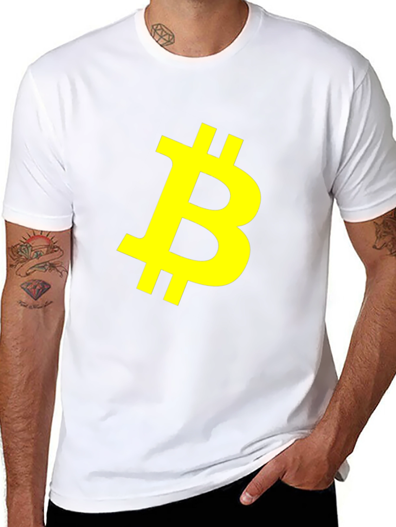 Bitcoin Crypto Yellow Logo Black T-Shirt