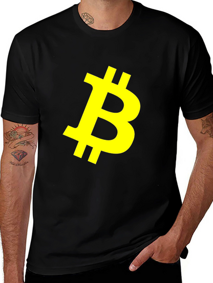 Bitcoin Crypto Yellow Logo Black T-Shirt