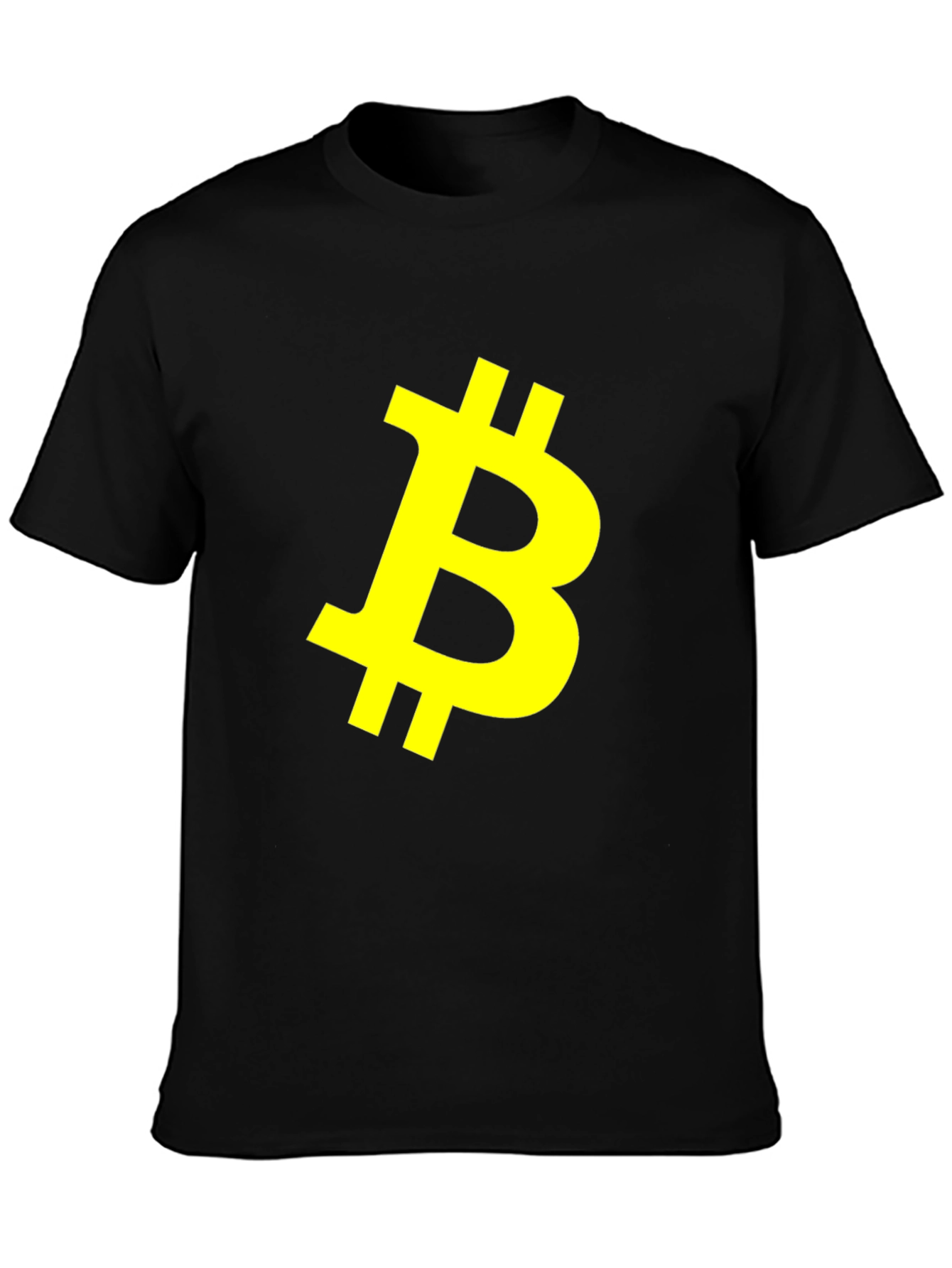 Bitcoin Crypto Yellow Logo Black T-Shirt