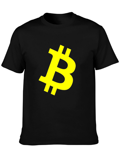 Bitcoin Crypto Yellow Logo Black T-Shirt