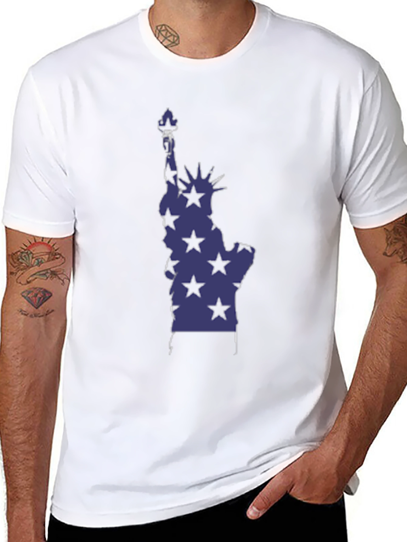 Statue of Liberty Star Graphic Tee - Black
