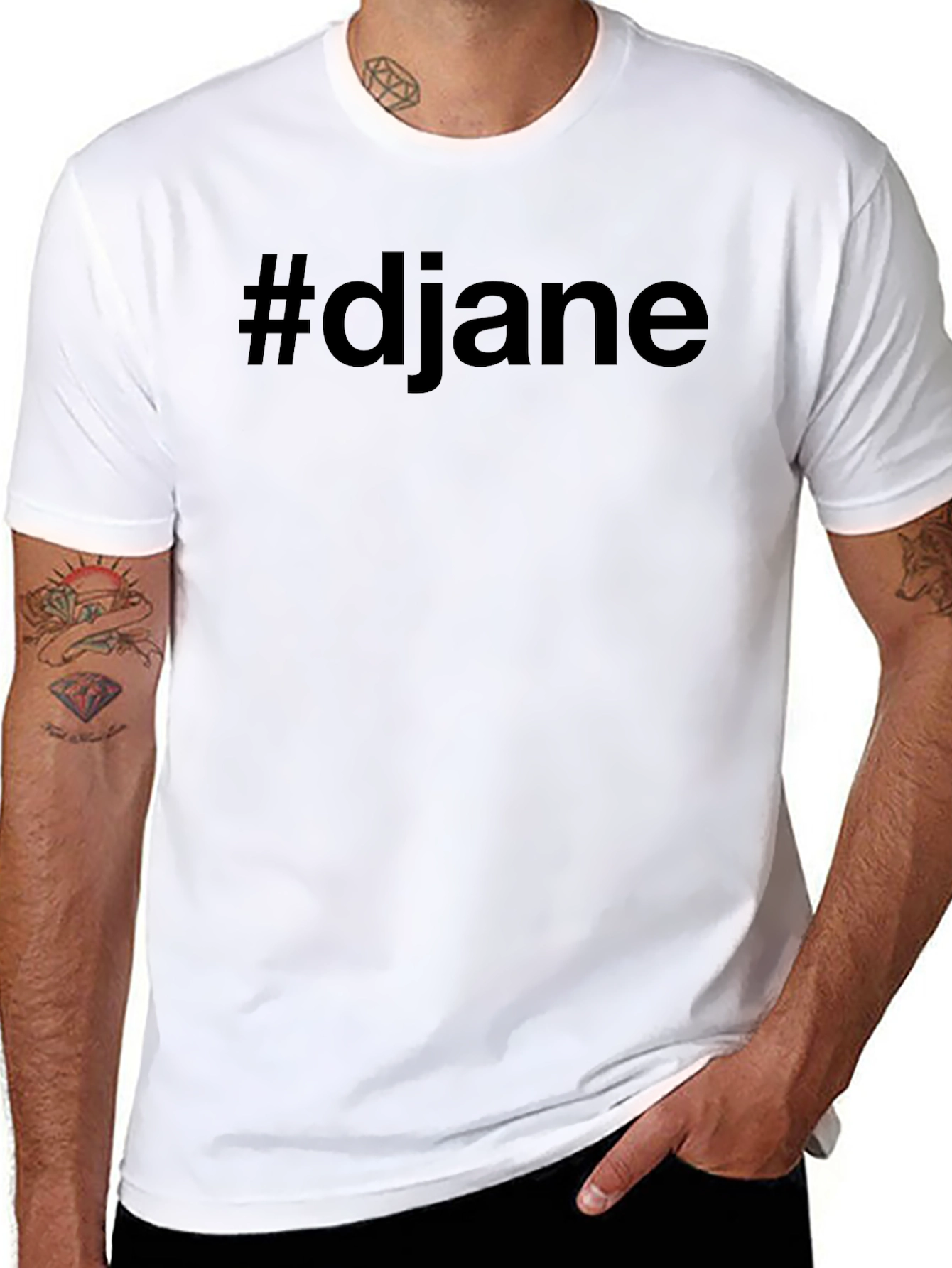 #djane Black Crew Neck T-Shirt - Stylish & Comfy