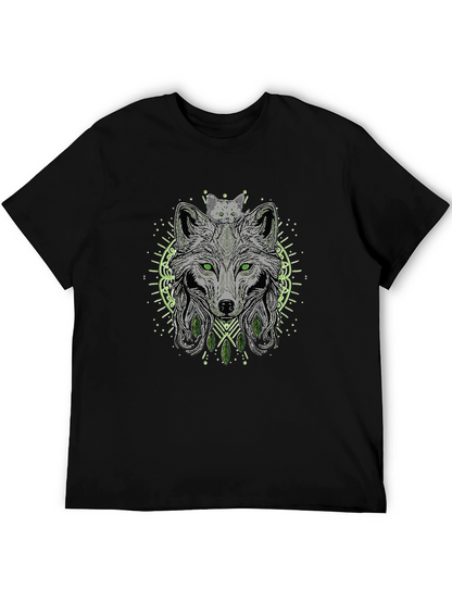 Wolf & Cat Graphic Tee - Black T-Shirt