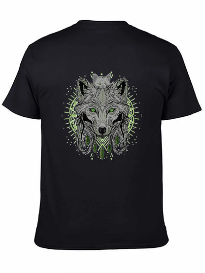 Wolf & Cat Graphic Tee - Black T-Shirt