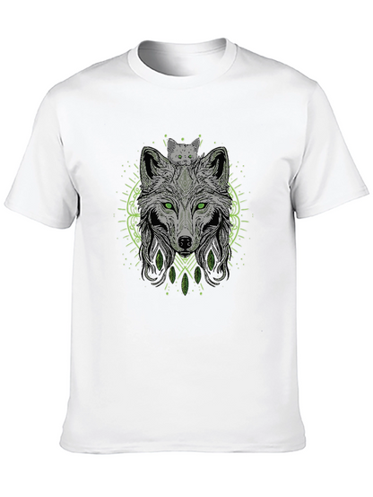 Wolf & Cat Graphic Tee - Black T-Shirt