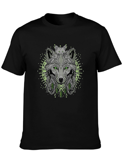 Wolf & Cat Graphic Tee - Black T-Shirt