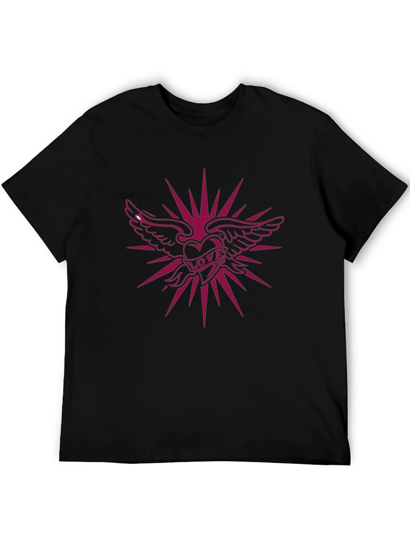 Winged Heart Love Graphic Black T-Shirt
