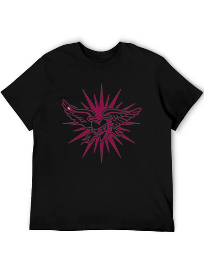 Winged Heart Love Graphic Black T-Shirt