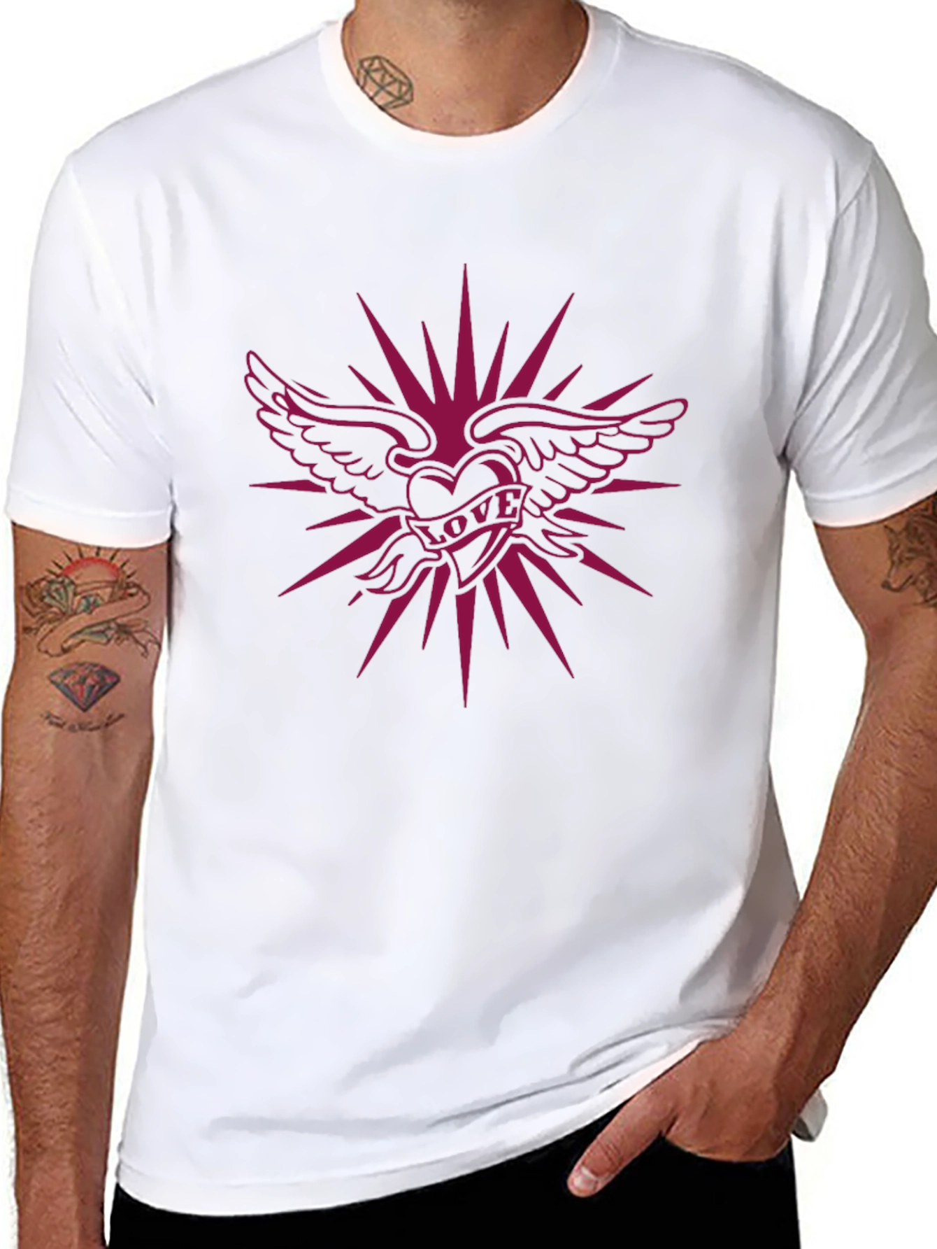 Winged Heart Love Graphic Black T-Shirt