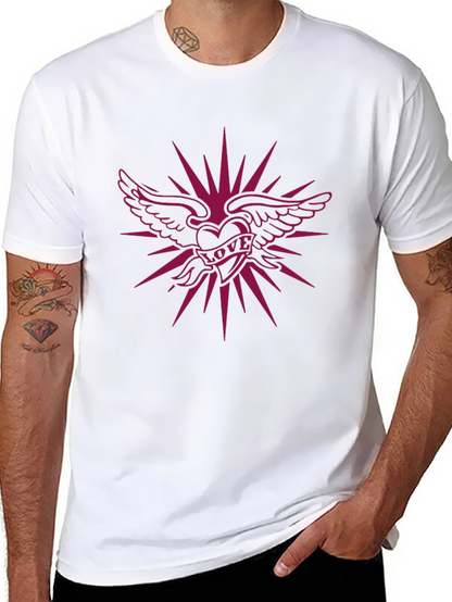 Winged Heart Love Graphic Black T-Shirt