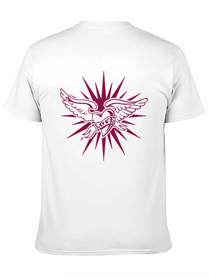 Winged Heart Love Graphic Black T-Shirt