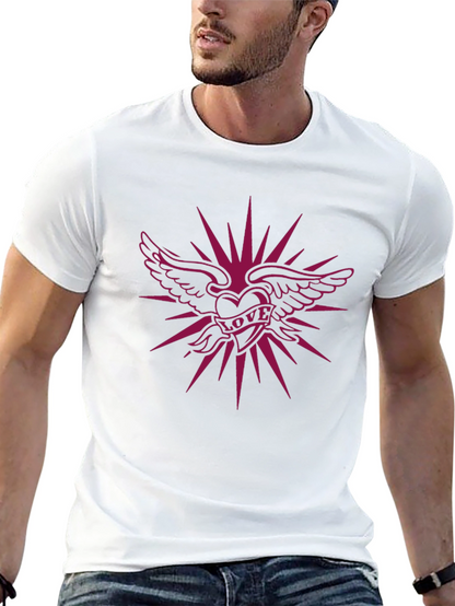 Winged Heart Love Graphic Black T-Shirt