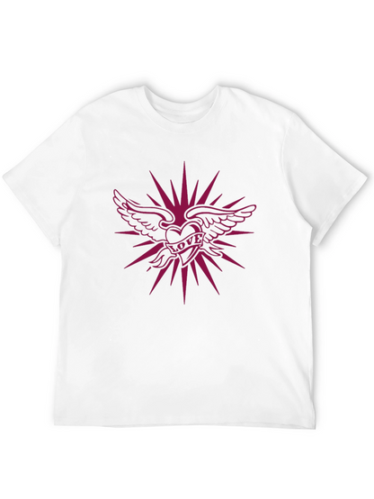 Winged Heart Love Graphic Black T-Shirt
