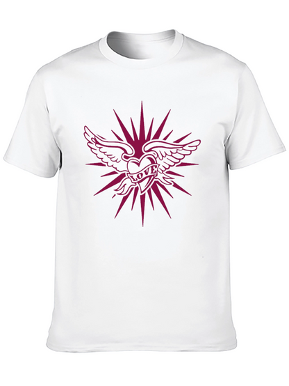 Winged Heart Love Graphic Black T-Shirt