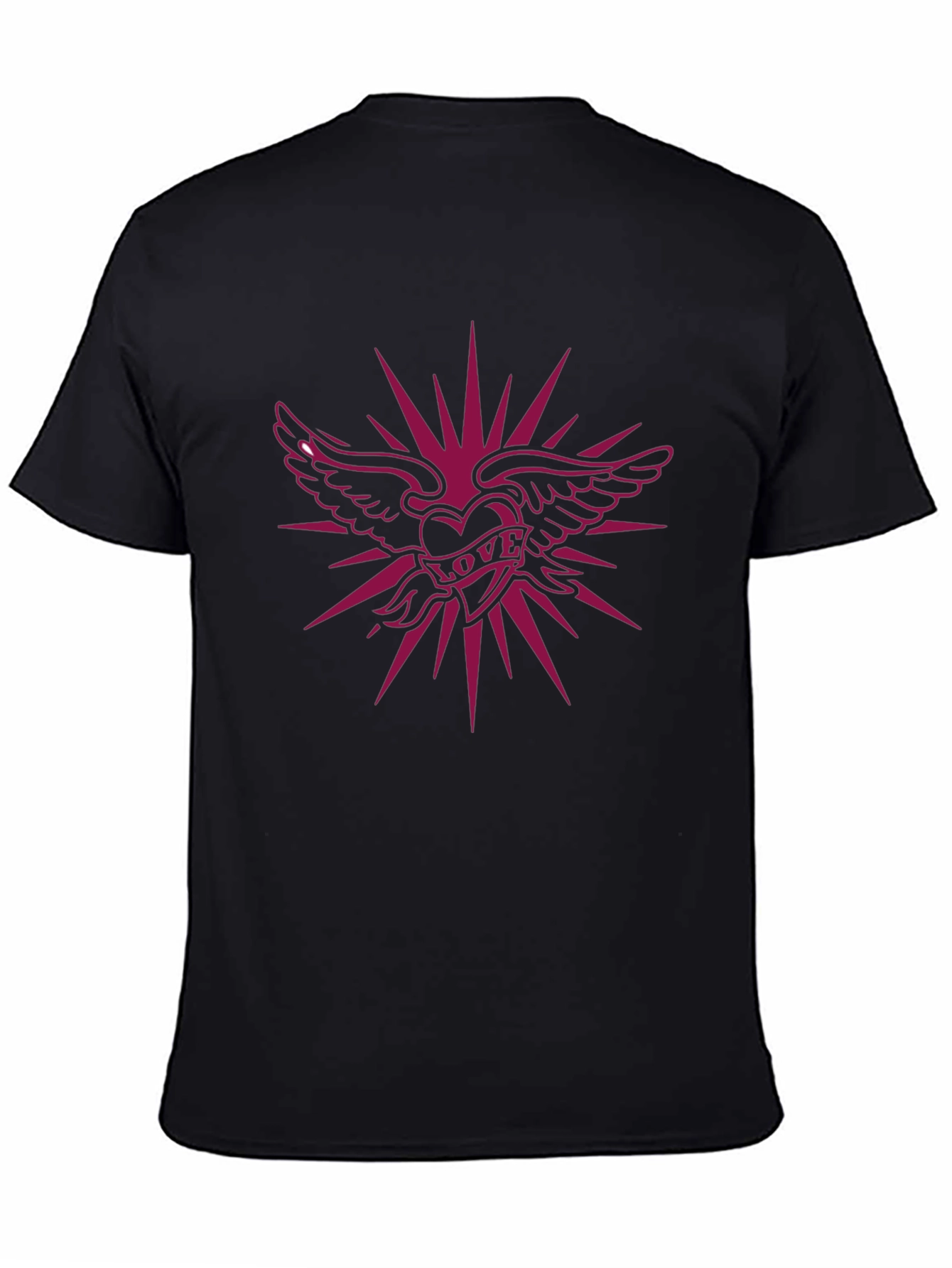 Winged Heart Love Graphic Black T-Shirt