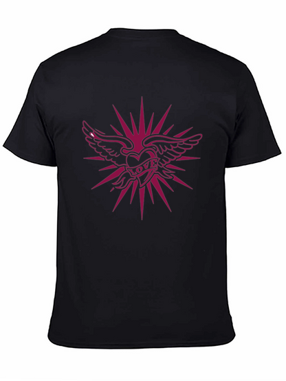 Winged Heart Love Graphic Black T-Shirt