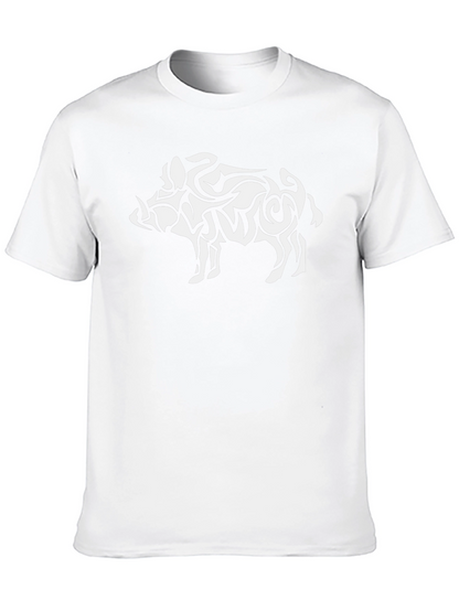 Tribal Boar Graphic Tee - Black Cotton T-Shirt