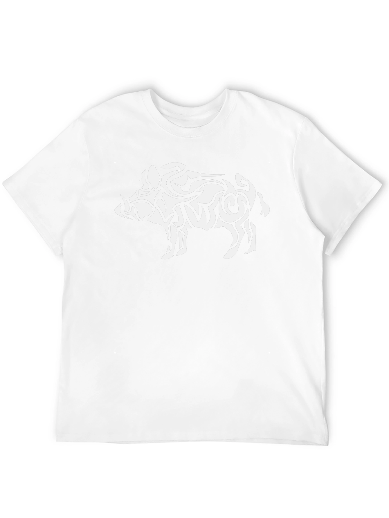 Tribal Boar Graphic Tee - Black Cotton T-Shirt
