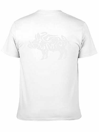 Tribal Boar Graphic Tee - Black Cotton T-Shirt