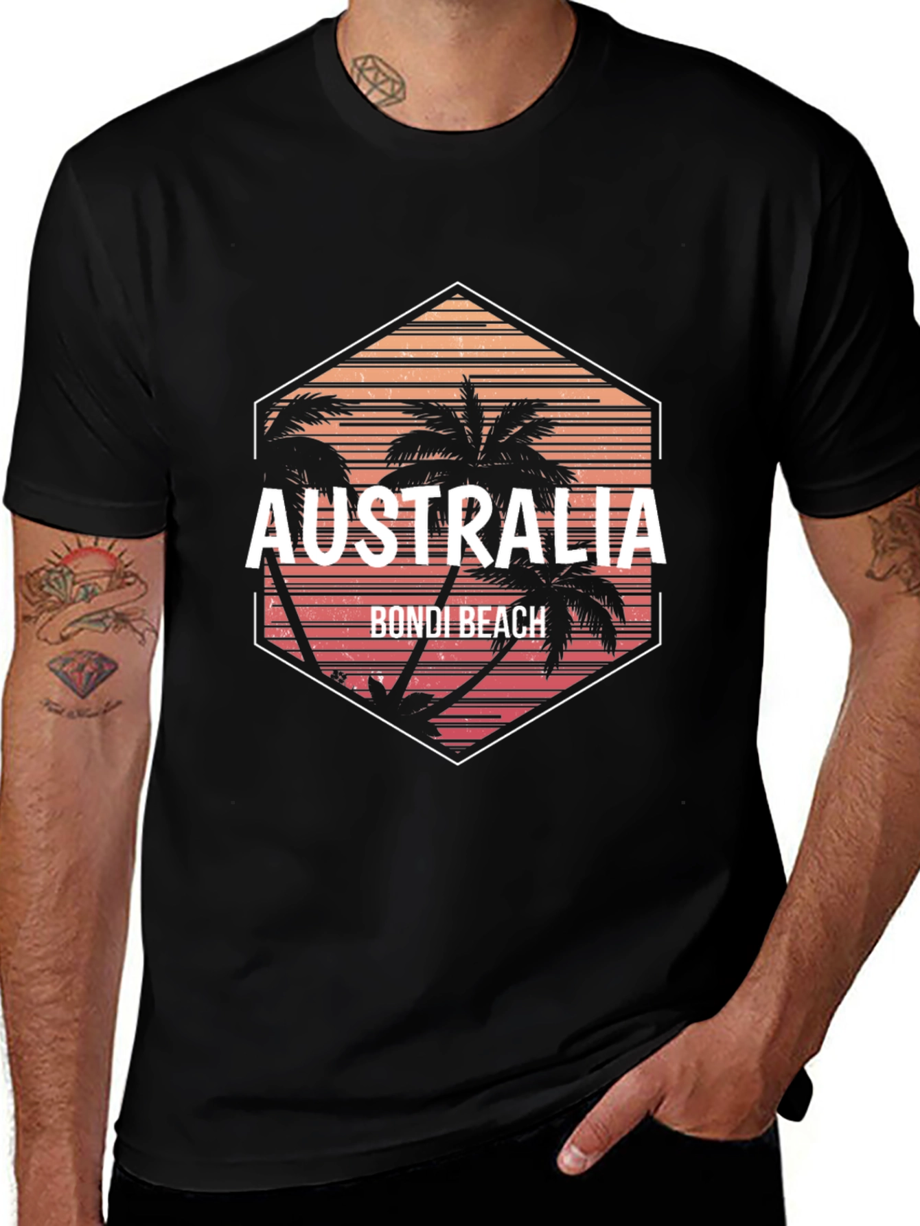 Australia Bondi Beach Graphic Tee - Black T-Shirt