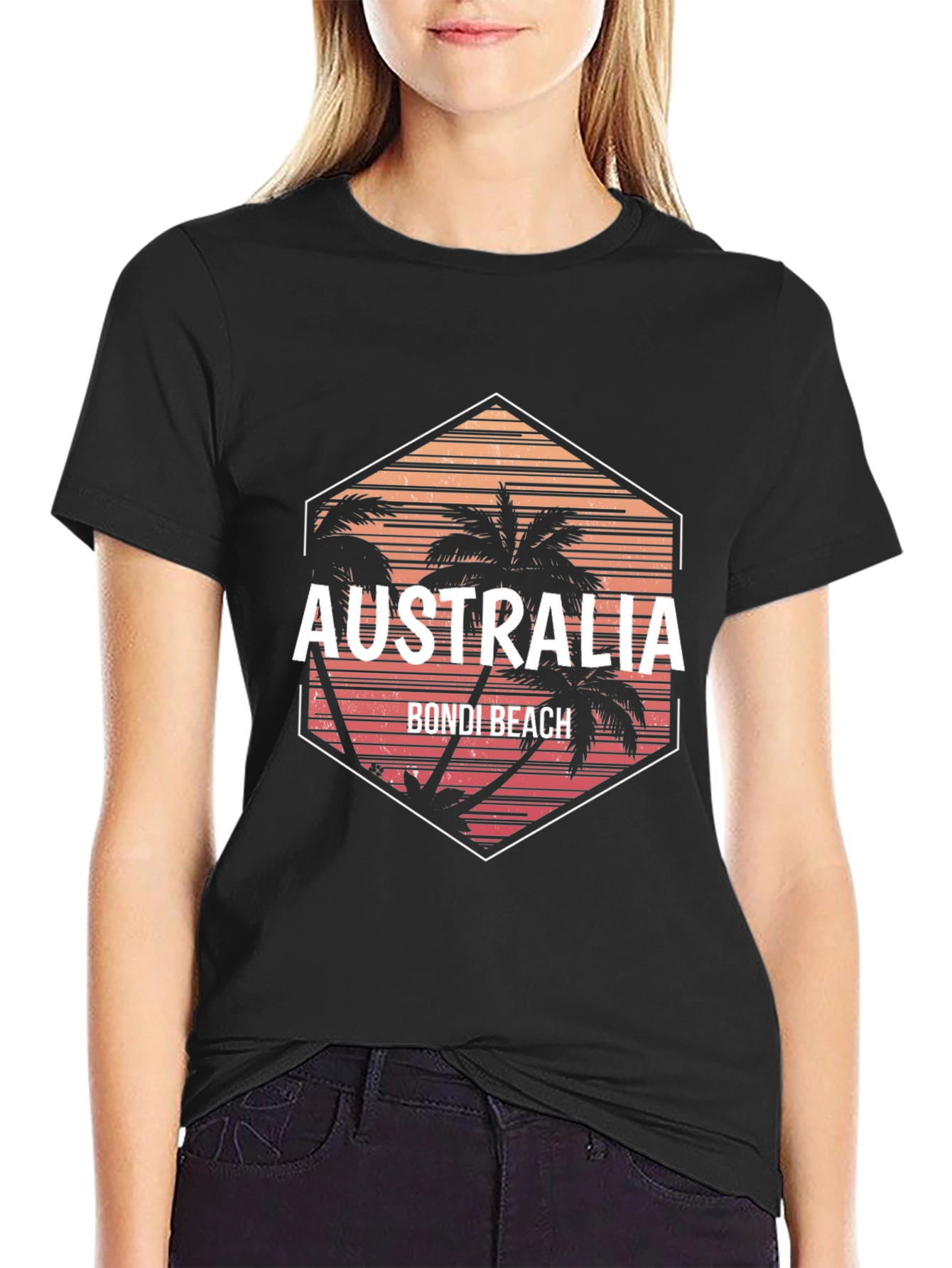 Australia Bondi Beach Graphic Tee - Black T-Shirt