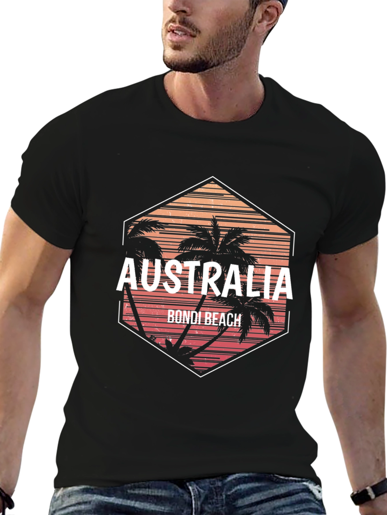 Australia Bondi Beach Graphic Tee - Black T-Shirt