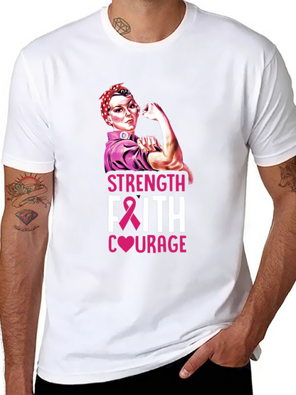 Strength Faith Courage Breast Cancer Awareness T-Shirt