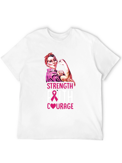Strength Faith Courage Breast Cancer Awareness T-Shirt