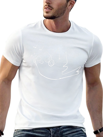 Bird with Headphones Black T-Shirt