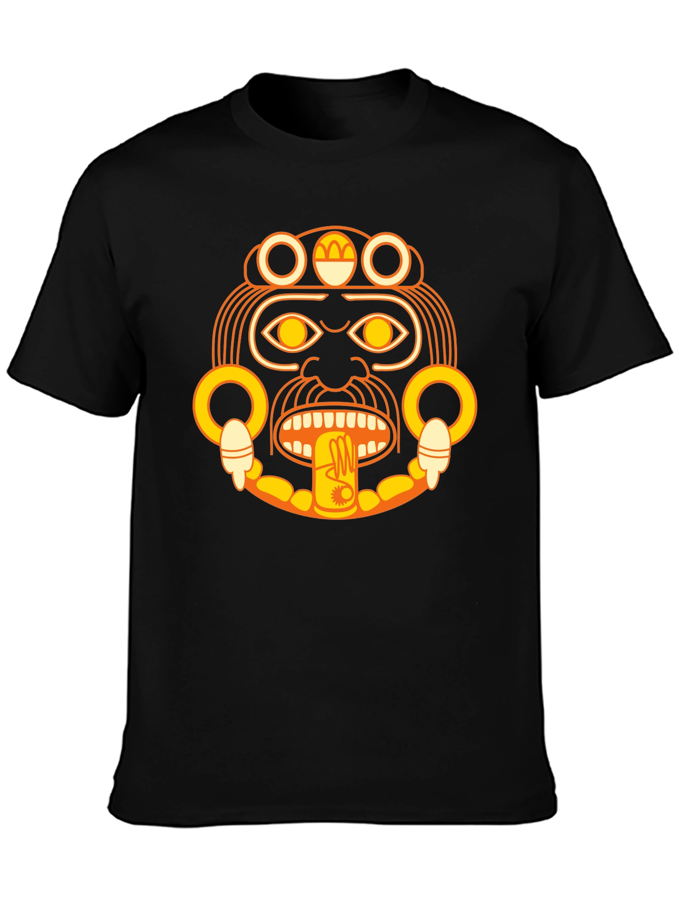 Aztec Sun God Graphic Black T-Shirt