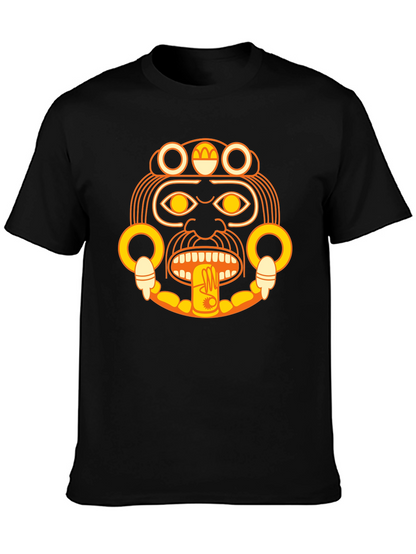 Aztec Sun God Graphic Black T-Shirt