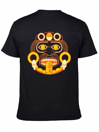Aztec Sun God Graphic Black T-Shirt