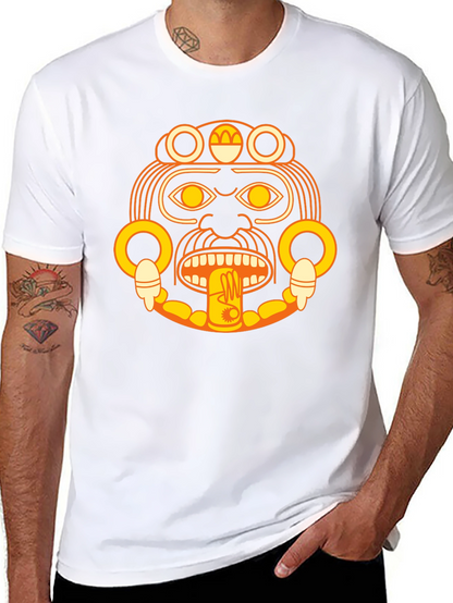 Aztec Sun God Graphic Black T-Shirt