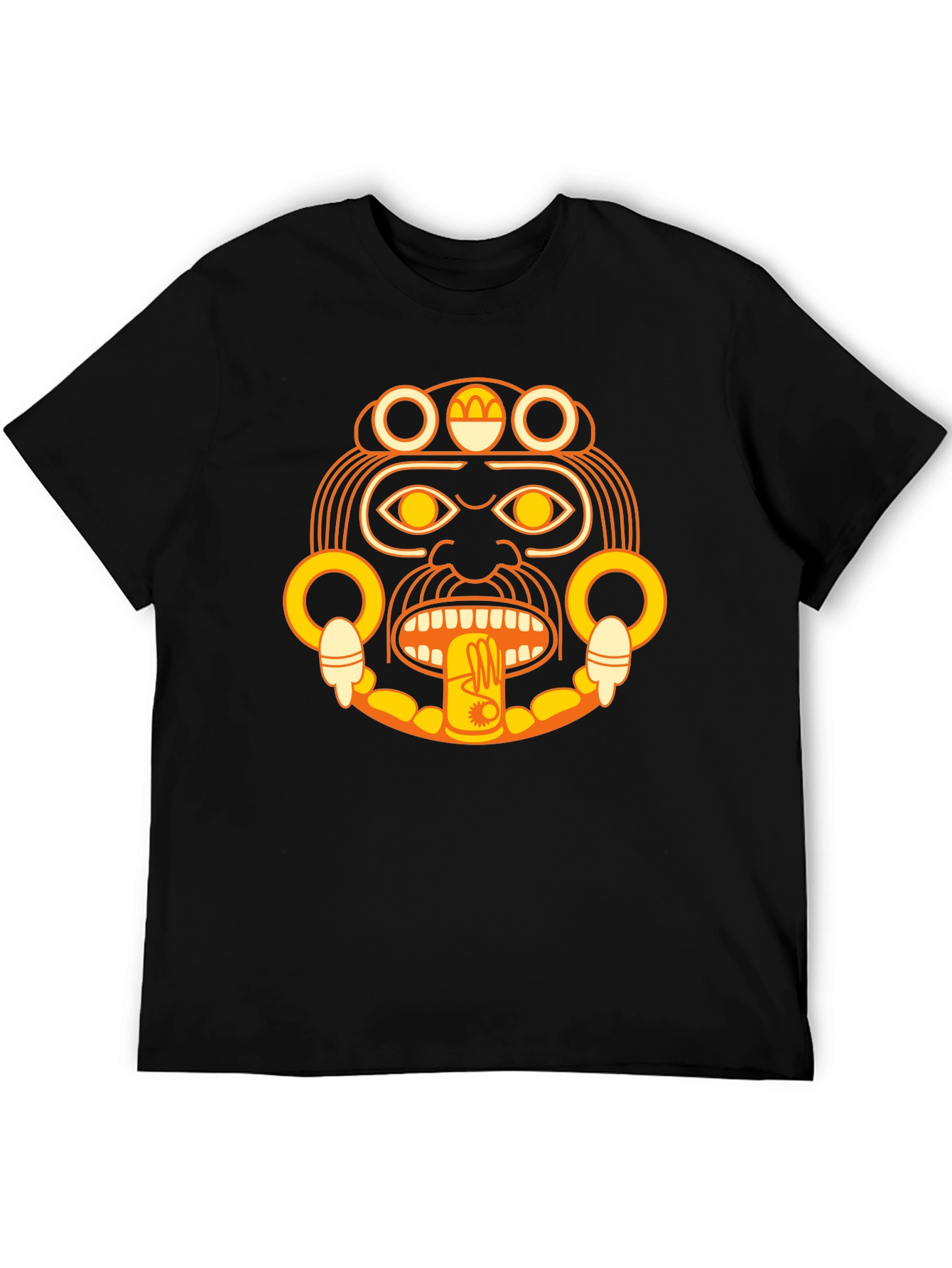 Aztec Sun God Graphic Black T-Shirt