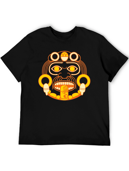 Aztec Sun God Graphic Black T-Shirt
