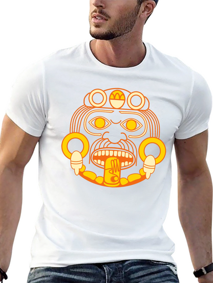 Aztec Sun God Graphic Black T-Shirt