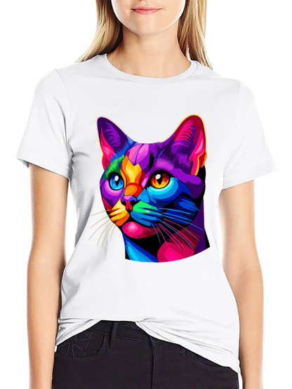 Vibrant Cat Graphic T-Shirt