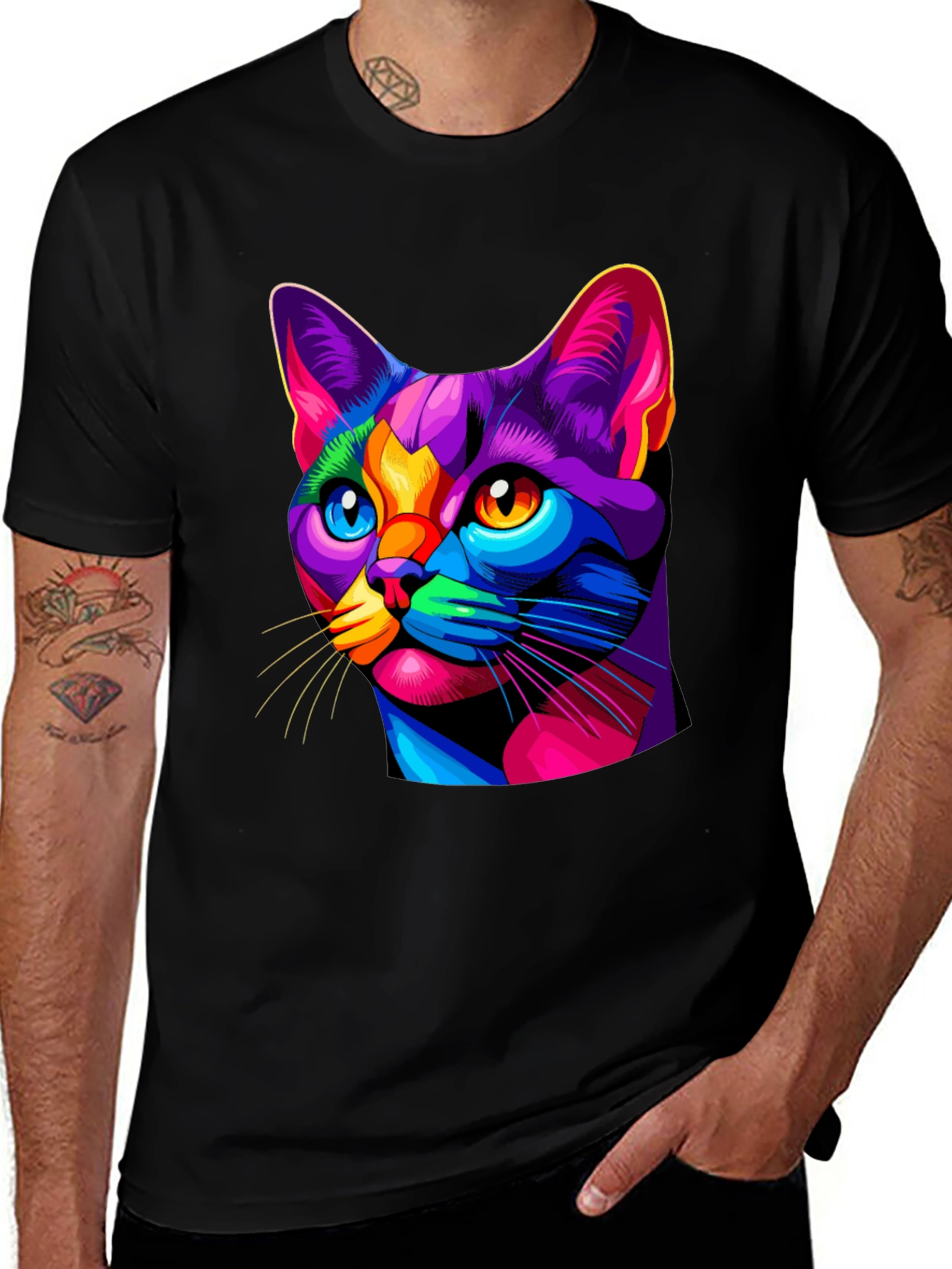 Vibrant Cat Graphic T-Shirt