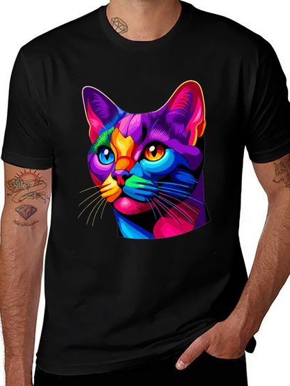 Vibrant Cat Graphic T-Shirt
