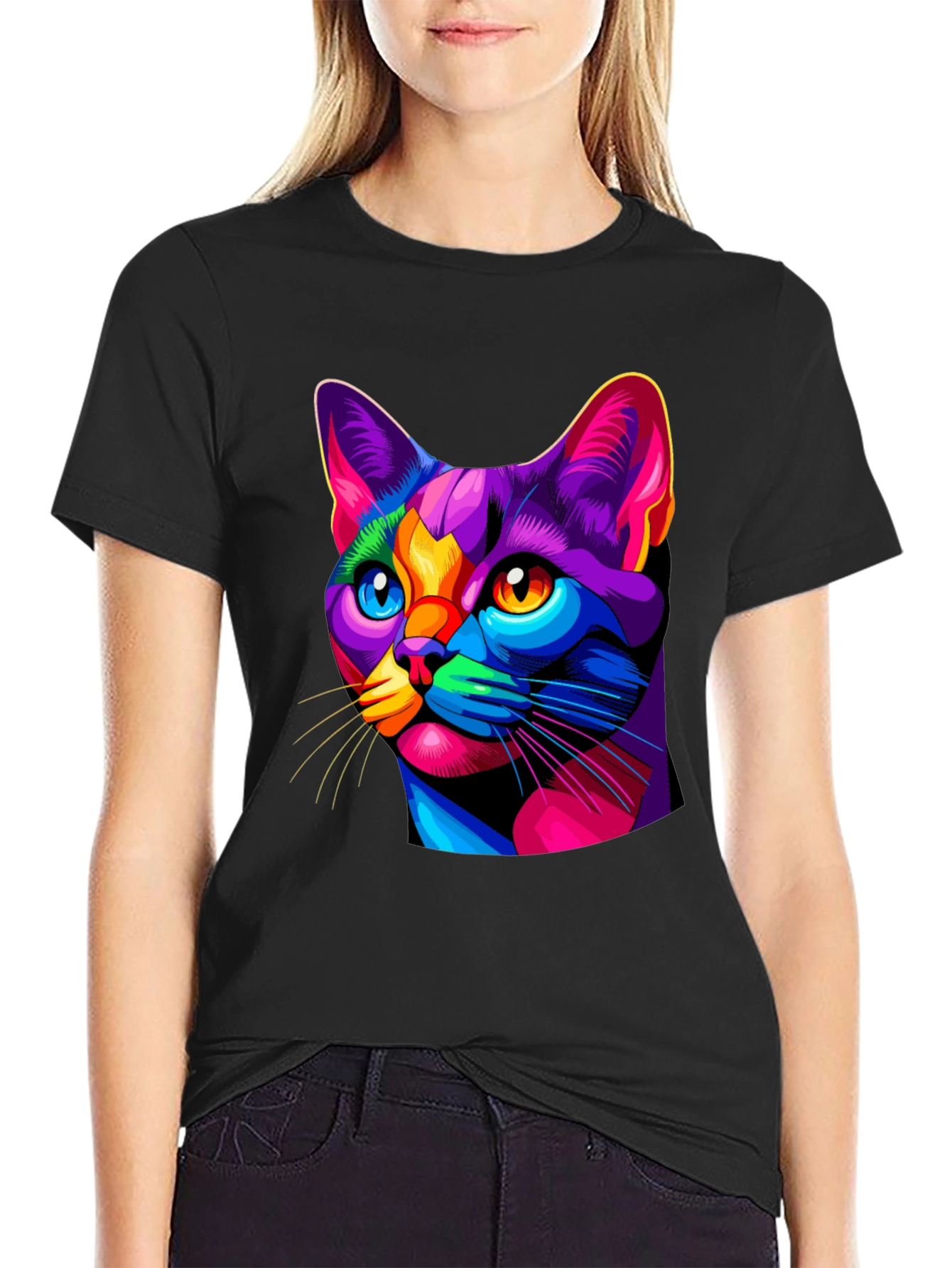 Vibrant Cat Graphic T-Shirt