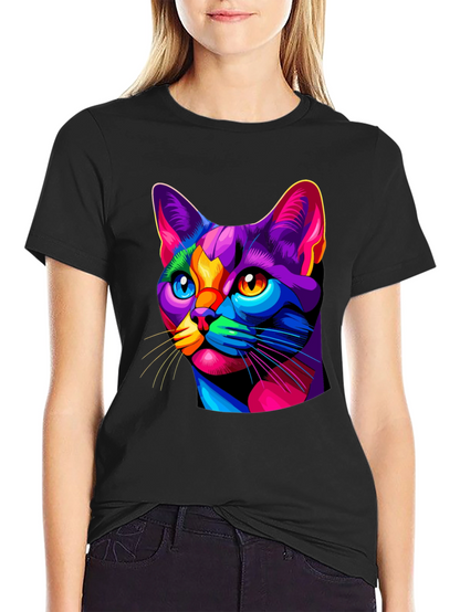Vibrant Cat Graphic T-Shirt