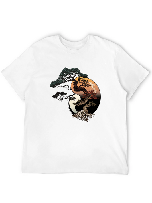 Yin Yang Bonsai Tree Graphic T-Shirt