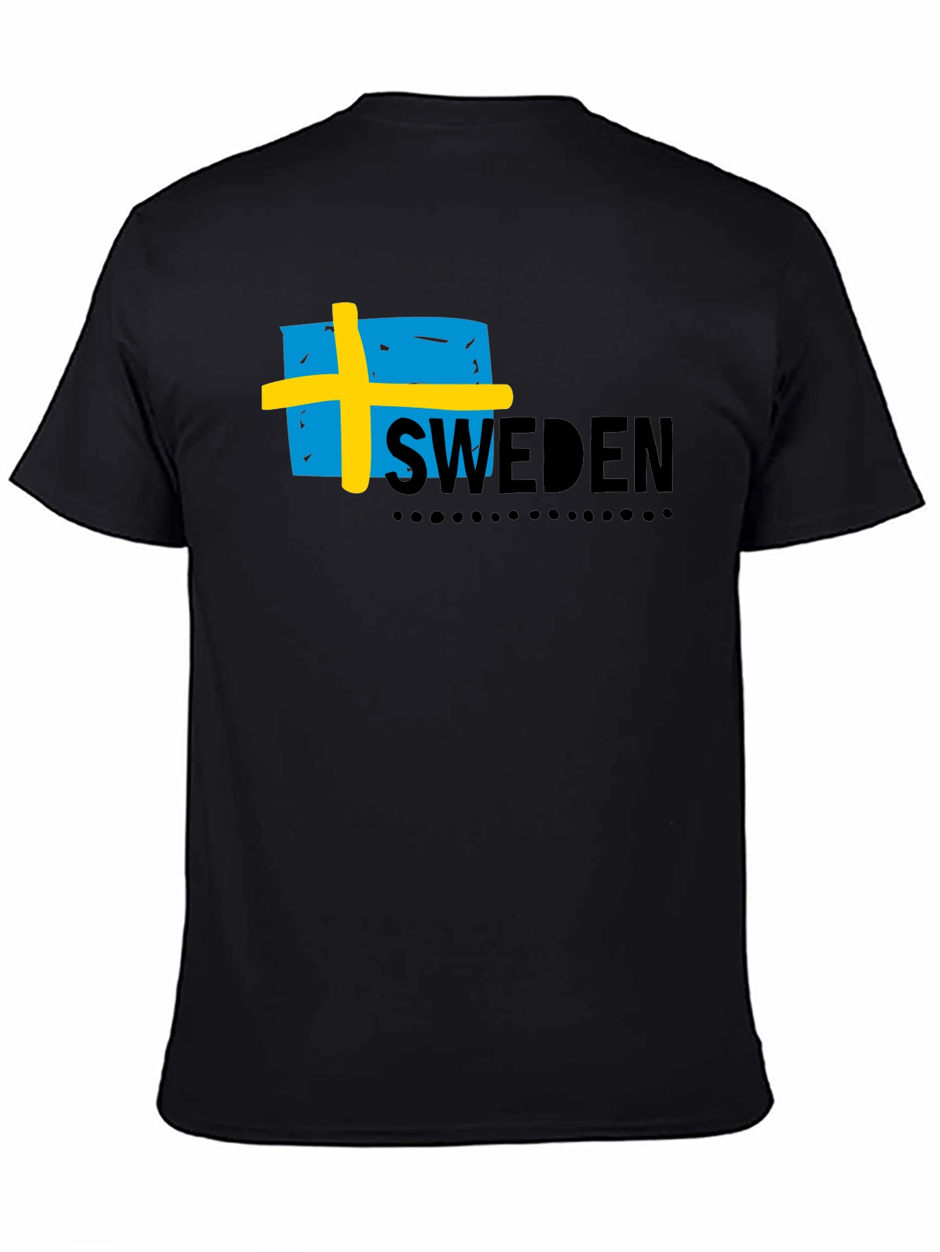 Sweden Flag Graphic Black T-Shirt