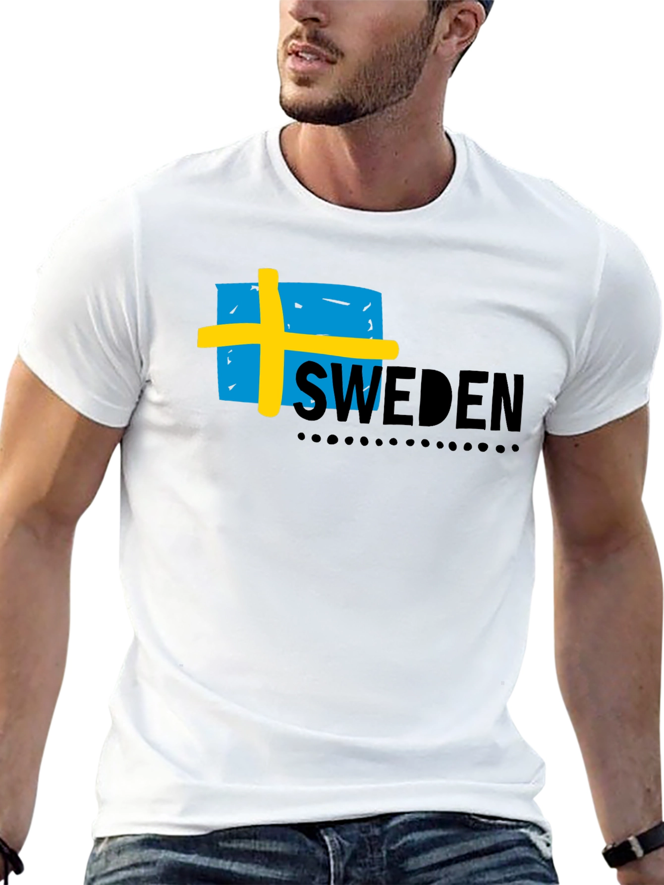 Sweden Flag Graphic Black T-Shirt