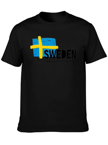 Sweden Flag Graphic Black T-Shirt