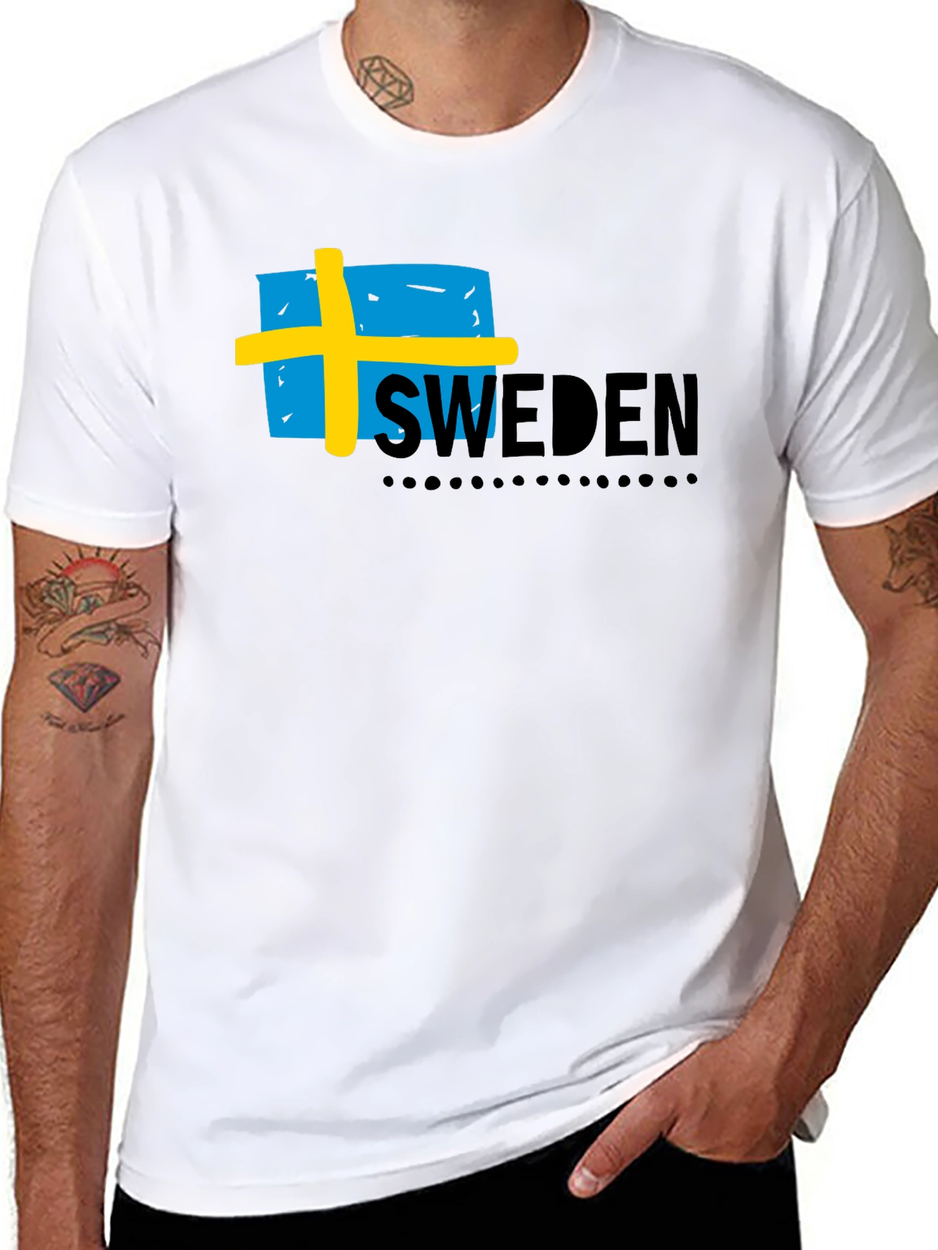 Sweden Flag Graphic Black T-Shirt
